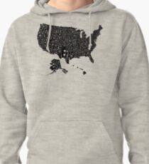 USA States Black Pullover Hoodie