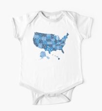 USA States Blue One Piece - Short Sleeve