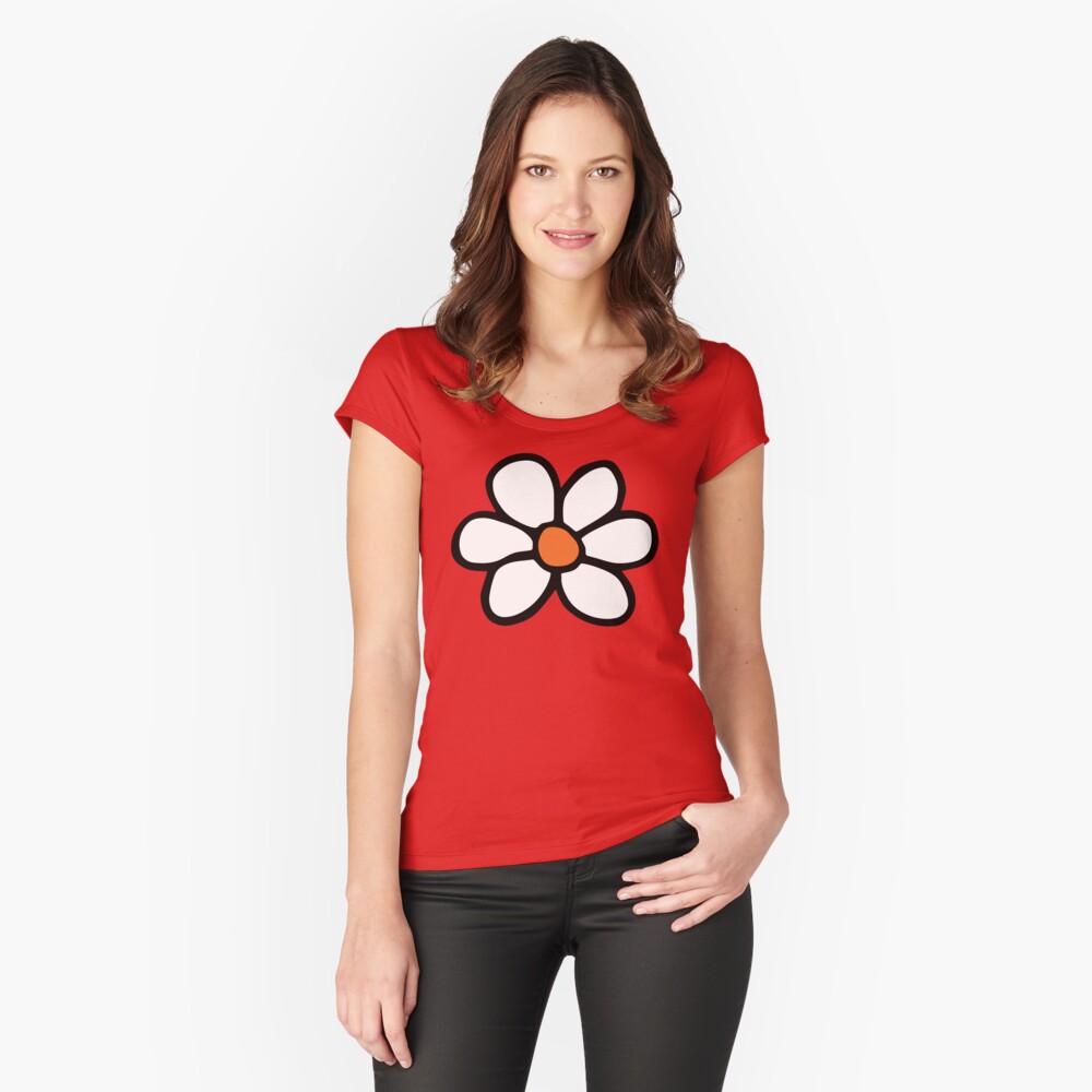 Hippie flower cartoon Fitted Scoop T-Shirt