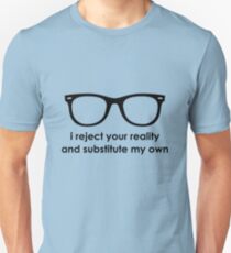 i reject your reality and substitute my own - Blue and Black Line Unisex T-Shirt