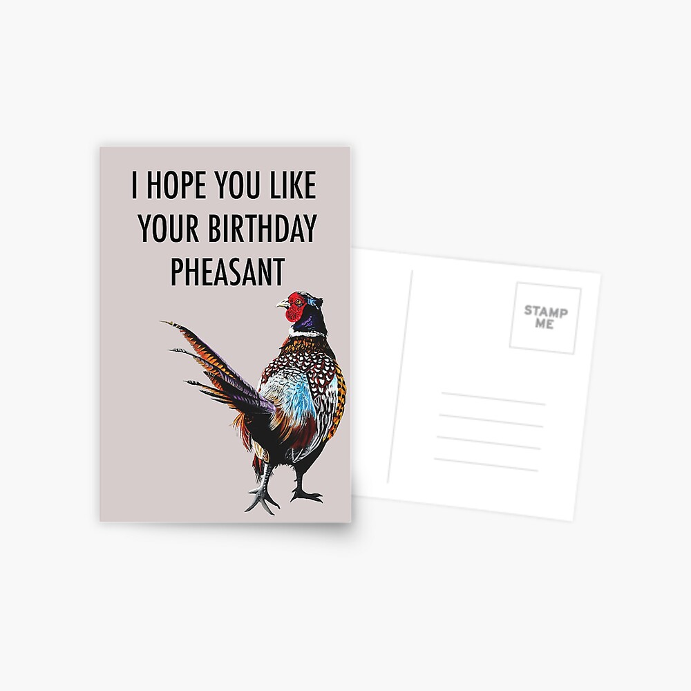 Pheasant birthday card - fun birthday card - birthday card - pheasant - funny  birthday card Postcard for Sale by IslesArt