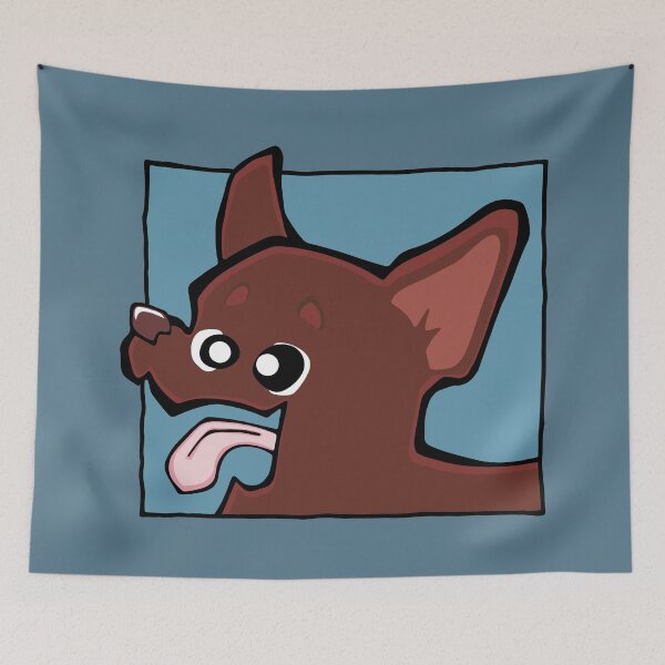 Item preview, Chihuahua - Short Hair - Chocolate (Face) BLUE BG designed and sold by TheChicken.