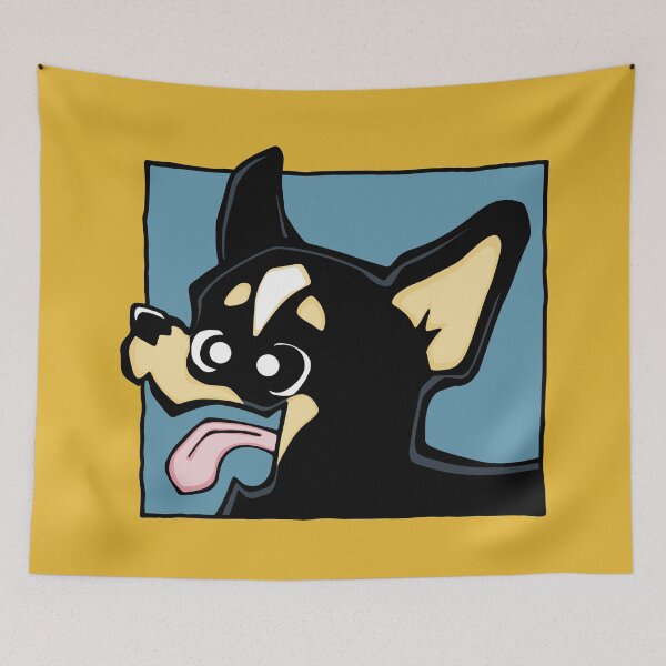 Item preview, Chihuahua - Short Hair - Black (Face) YELLOW BG designed and sold by TheChicken.
