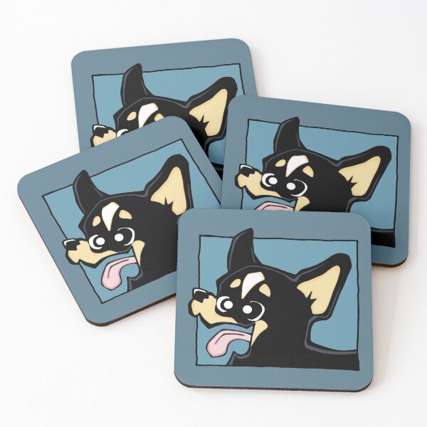 Item preview, Chihuahua - Short Hair - Black (Face) BLUE BG designed and sold by TheChicken.