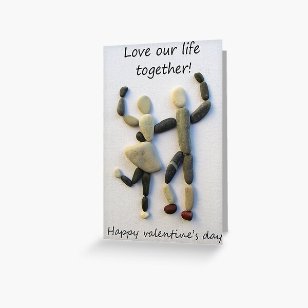 Greetings card pebble art design 4 anytime boy//girlfriend love kiss birthday
