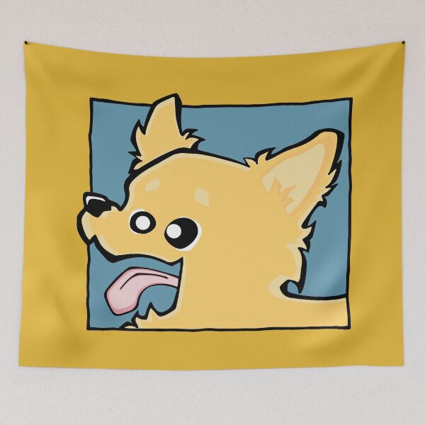 Item preview, Chihuahua - Long Hair - Cream (Face) YELLOW BG designed and sold by TheChicken.