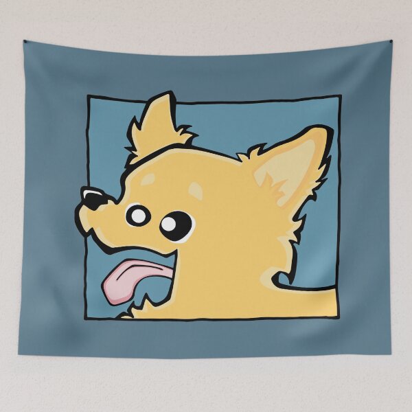 Item preview, Chihuahua - Long Hair - Cream (Face) BLUE BG designed and sold by TheChicken.