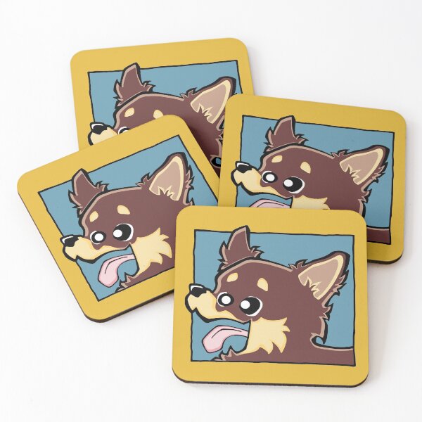 Item preview, Chihuahua - Long Hair - Chocolate (Face) YELLOW BG designed and sold by TheChicken.