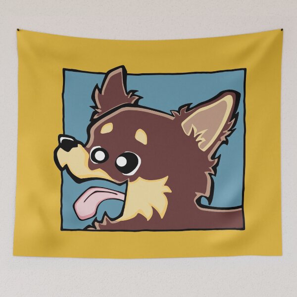 Item preview, Chihuahua - Long Hair - Chocolate (Face) YELLOW BG designed and sold by TheChicken.