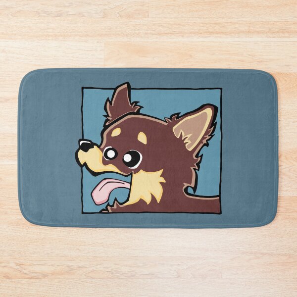 Item preview, Chihuahua - Long Hair - Chocolate (Face) BLUE BG designed and sold by TheChicken.