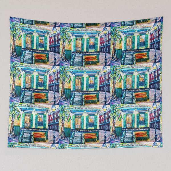 Item preview, Beads and a Shotgun, Shotgun House, NOLA, New Orleans Architecture, Creole, Mardi Gras, City Streets, Bead Tree, Street Lamp designed and sold by LouisianaLady.