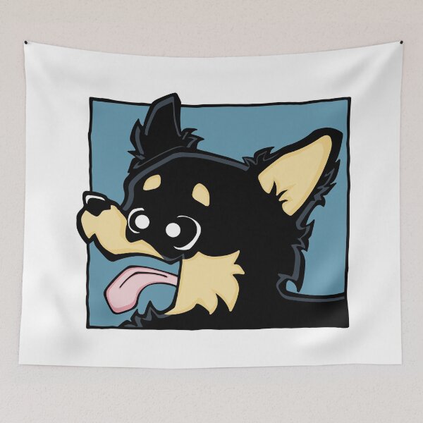 Item preview, Chihuahua - Long Hair - Black (Face) WHITE BG designed and sold by TheChicken.