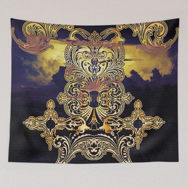 Aperçu de l'œuvre Ornements de corne baroque en or de luxe à imprimé intégral créée et vendue par yez.