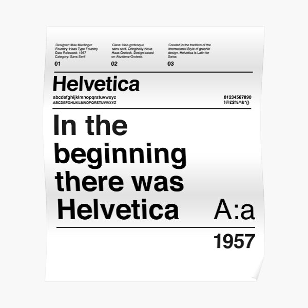 Helvetica Typography Font Design: In The Beginning There Was Helvetica Poster