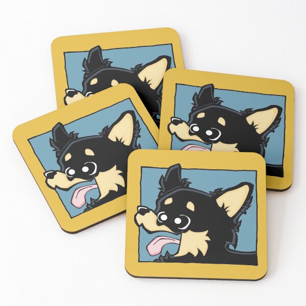Item preview, Chihuahua - Long Hair - Black (Face) YELLOW BG designed and sold by TheChicken.