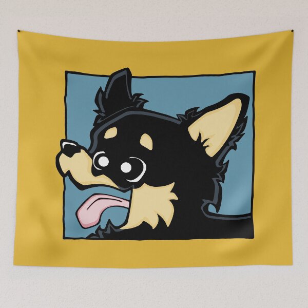 Item preview, Chihuahua - Long Hair - Black (Face) YELLOW BG designed and sold by TheChicken.