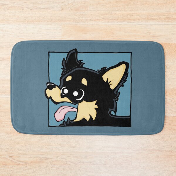 Item preview, Chihuahua - Long Hair - Black (Face) BLUE BG designed and sold by TheChicken.