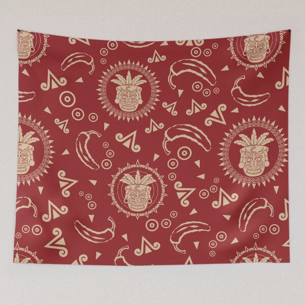 Item preview, Mexican themed Aztec pattern with chillies and mask designed and sold by Gerald Waters.
