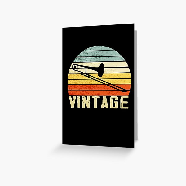 Trombone Vintage Musical Instrument Retro, Music Greeting Card