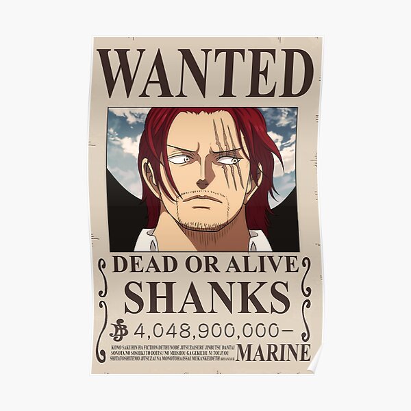 One piece Wanted - Shanks "Red Haired" Poster