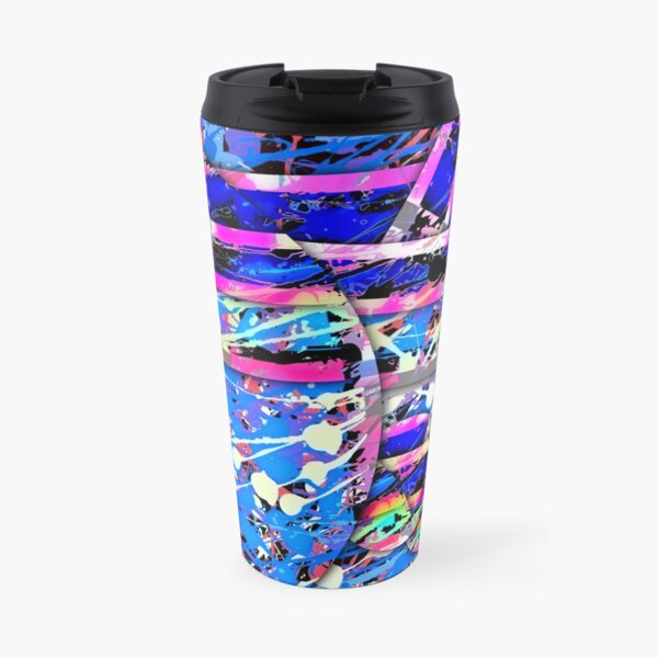Intact Break - Abstract Digital Painting Wall Art Colorful Geometric Art Travel Mug