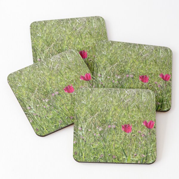 Item preview, Pink tulips in a wildflower meadow  designed and sold by pinkal.