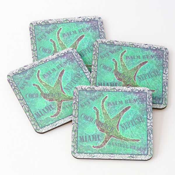 Item preview, Florida Beaches Starfish Pattern in Greens designed and sold by WatersEdgeGal.