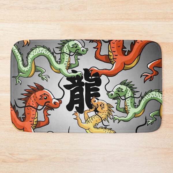 Item preview, Dragon kanji with dragons on a black background  designed and sold by CuisineCat.