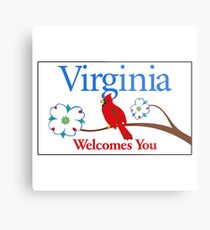 Virginia Welcomes You Road Sign Metal Print