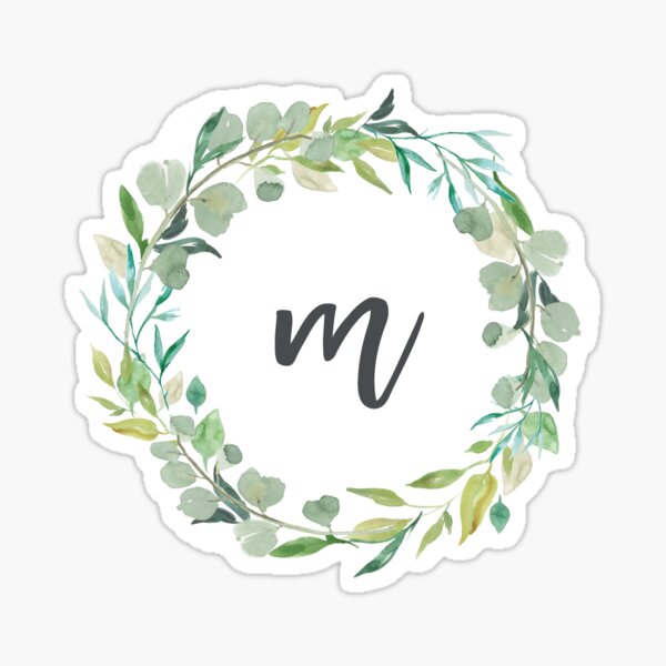 Autocollant de monogramme de couronne de feuilles M Sticker