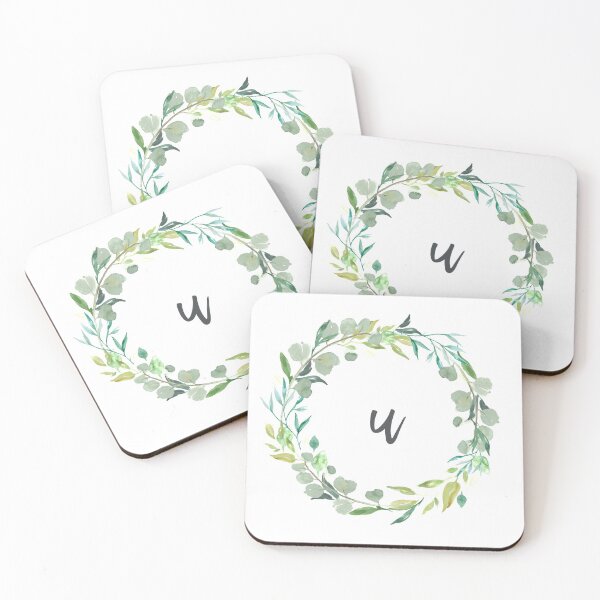 Item preview, Letter U Leafy Wreath Monogram Sticker designed and sold by thedoodlecoop.