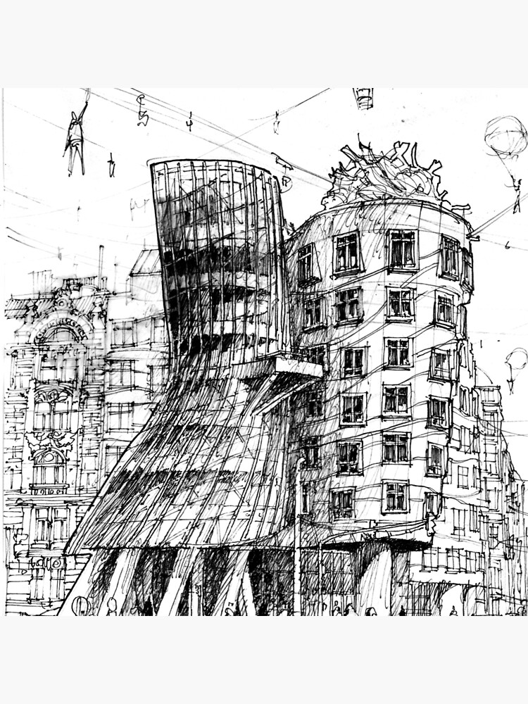 Architectural Inspiration Hub on Instagram: “| Dancing House by Frank Gehry  | Sketch by @rihiko_art #archi_students” | Arquitectura, Arte