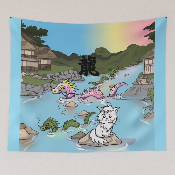 Item preview, Dragon river with a cat and kanji designed and sold by CuisineCat.