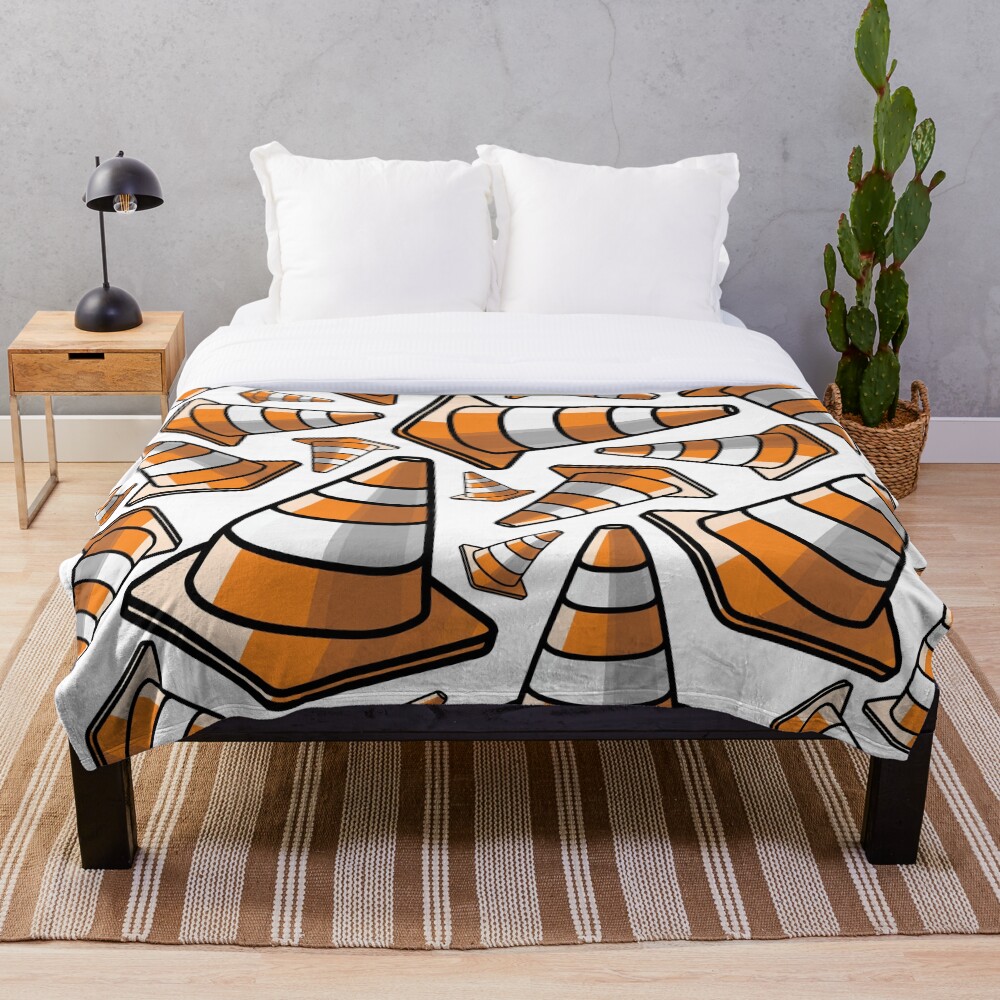 Traffic Cone - Orange and White Throw Blanket