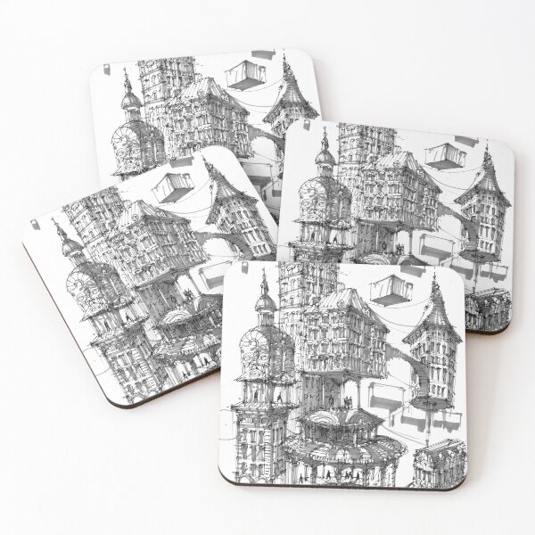 Item preview, Flying City - ink illustration designed and sold by Igor Olszewski.