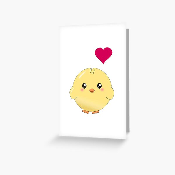 Item preview, Cute yellow chick with red love heart - sweet kawaii anime cartoon - adorable round baby bird designed and sold by AWADH AHMED.