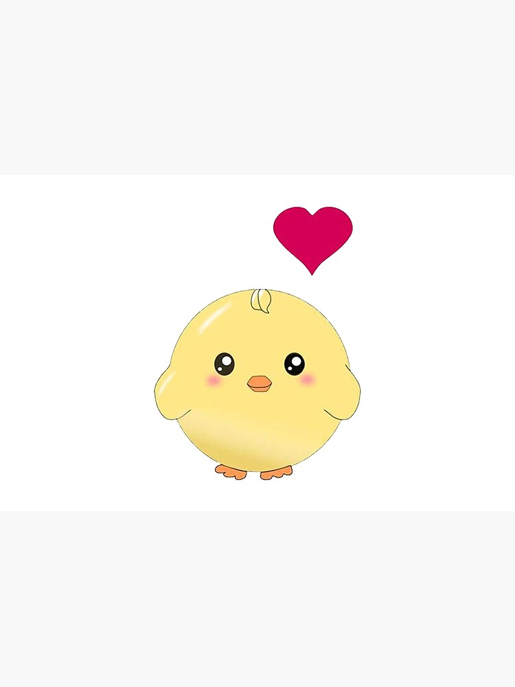 Housse D Ordinateur Poussin Jaune Mignon Avec Coeur D Amour Rouge Dessin Anime Anime Kawaii Doux Adorable Bebe Oiseau Rond Par Awadal18 Redbubble