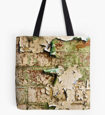 Textures - Green and white peeling paint Tote Bag