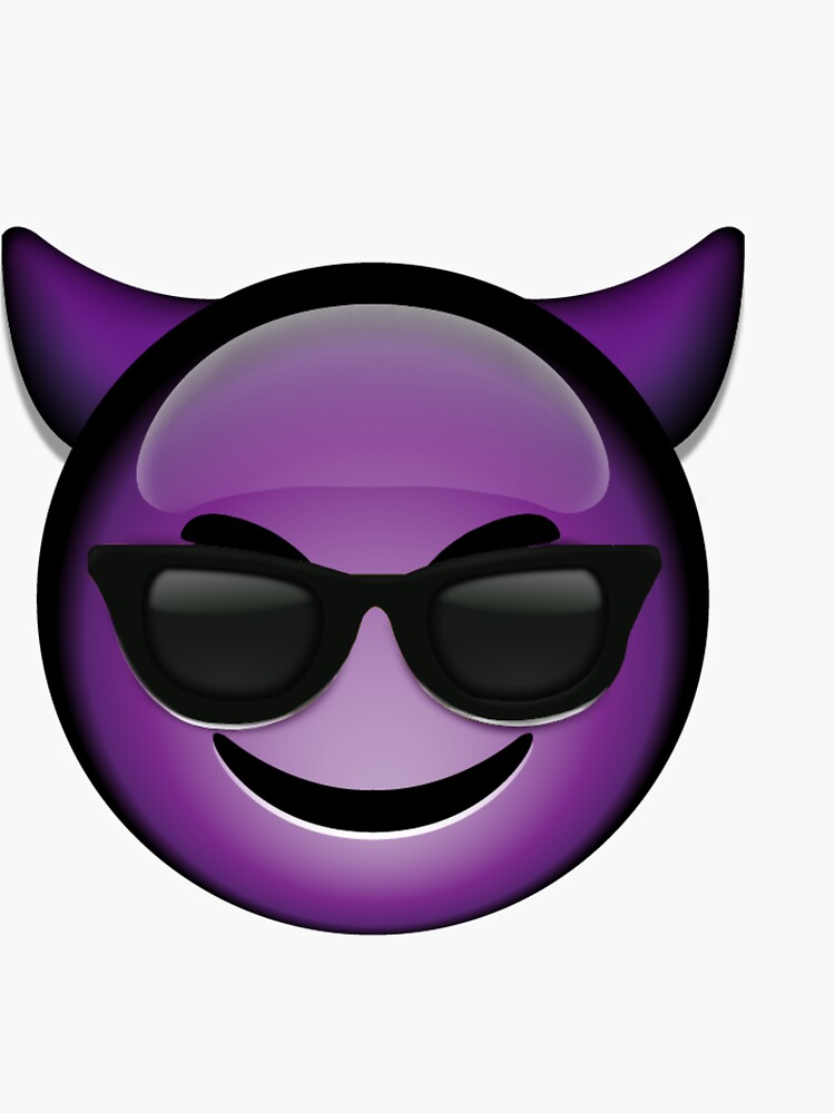  Devil emoji  with sunglasses Sticker by Jemocha Redbubble