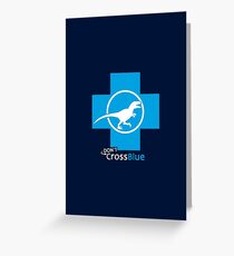 Don't Cross Blue | Jurassic Raptor Greeting Card