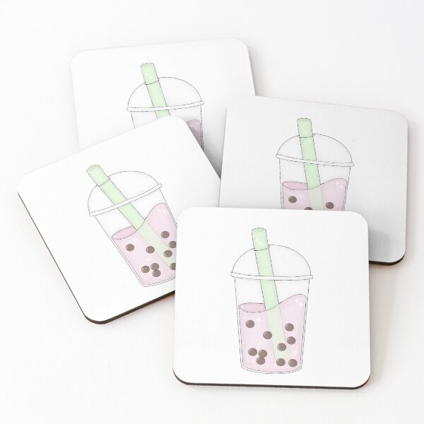 Item preview, Pink bubble tea with a green straw!  designed and sold by yuliiyadesigns.
