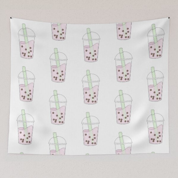 Item preview, Pink bubble tea with a green straw!  designed and sold by yuliiyadesigns.