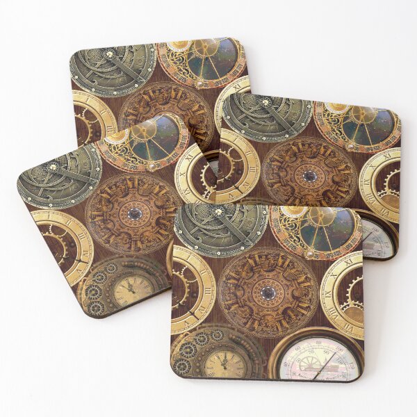 Item preview, Repeating design of steampunk round objects designed and sold by Sylvan Myst.