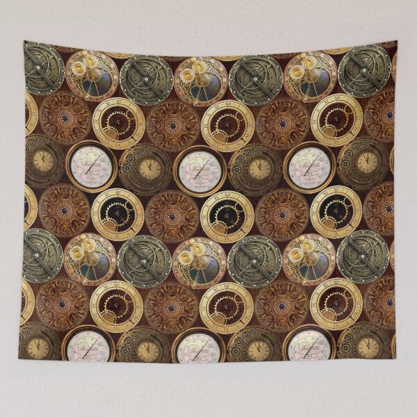 Item preview, Repeating design of steampunk round objects designed and sold by Sylvan Myst.