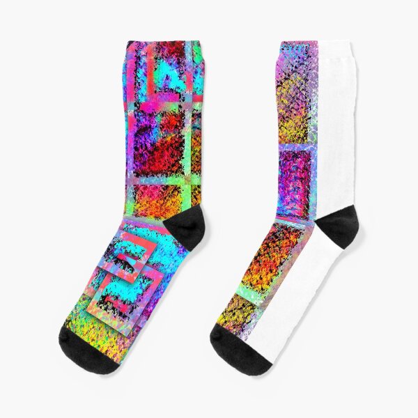 Moon Phase - Abstract Digital Painting Wall Art Colorful Geometric Art Socks