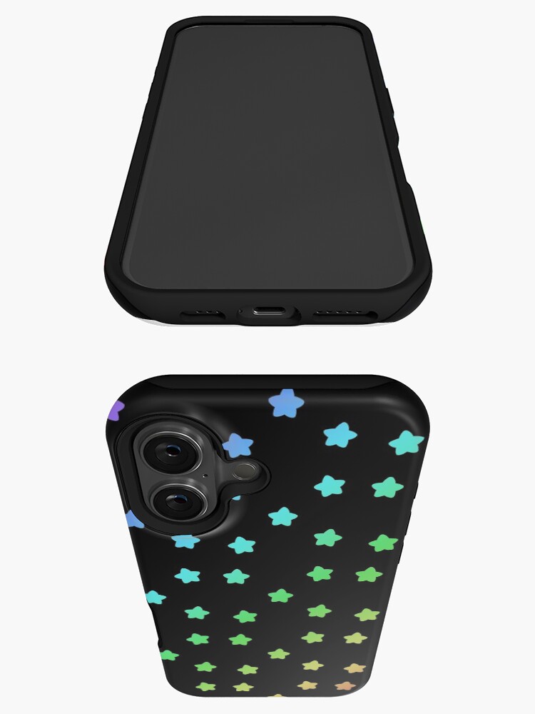 Imagen 3 de 4, Funda de iPhone con la obra Patrón de estrellas del arco iris negro, diseñada y vendida por BiscuitSnack.