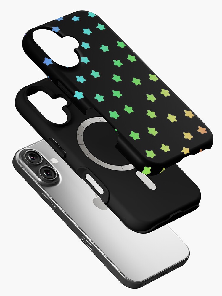 Imagen 2 de 4, Funda de iPhone con la obra Patrón de estrellas del arco iris negro, diseñada y vendida por BiscuitSnack.