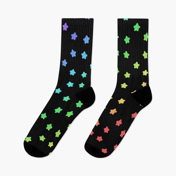 Item preview, Black Rainbow Stars pattern designed and sold by BiscuitSnack.