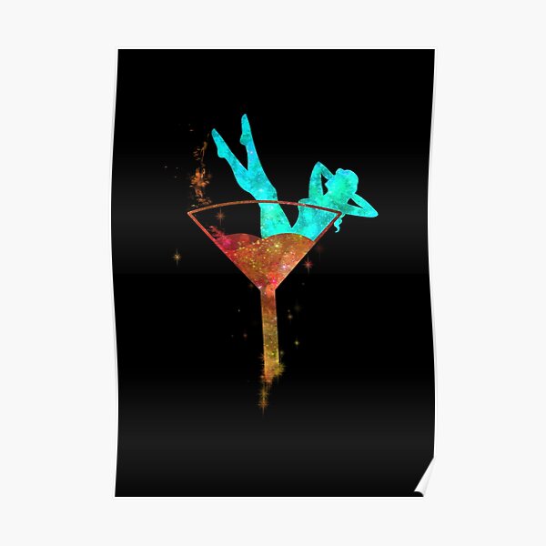 "Galaxy Burlesque Martini Glass" Poster by Emrysartistry Redbubble