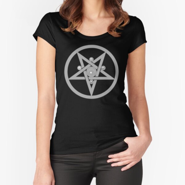 Crystal Star Pentagram (Grey Scale-V3) Fitted Scoop T-Shirt